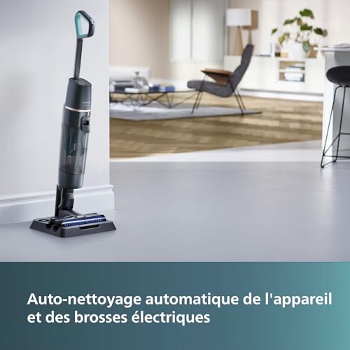 Philips Aspirateur Sec et Humide sans Fil Série 7000, Aspiration et Lavage Humide, Nettoyage Automatique, Jusqu'à 30 Min d'Autonomie et 180 m2, 3 Modes de Nettoyage (XW7110/01)