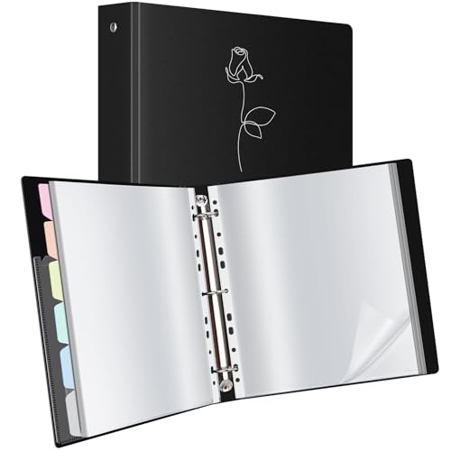 Classeur à anneaux A4 avec 50 pochettes transparentes Uquelic et 6 intercalaires colorés