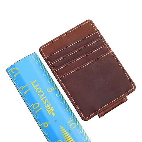 US 1955 Jefferson Nickel BU Uncirculated 5 Cent Coin Magnetic Money Clip and Wallet Combo New - Crazy Horse Water Buffalo Leather2