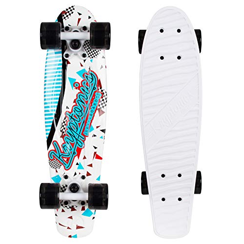 Kryptonics 22.5" Classic Mini Cruiser Skateboard – Complete Plastic Skateboard for Kids & Beginners – Durable Deck, 60mm PU Wheels, Smooth Ride – Classic Style Cruiser for Fun, Tricks & Cruising