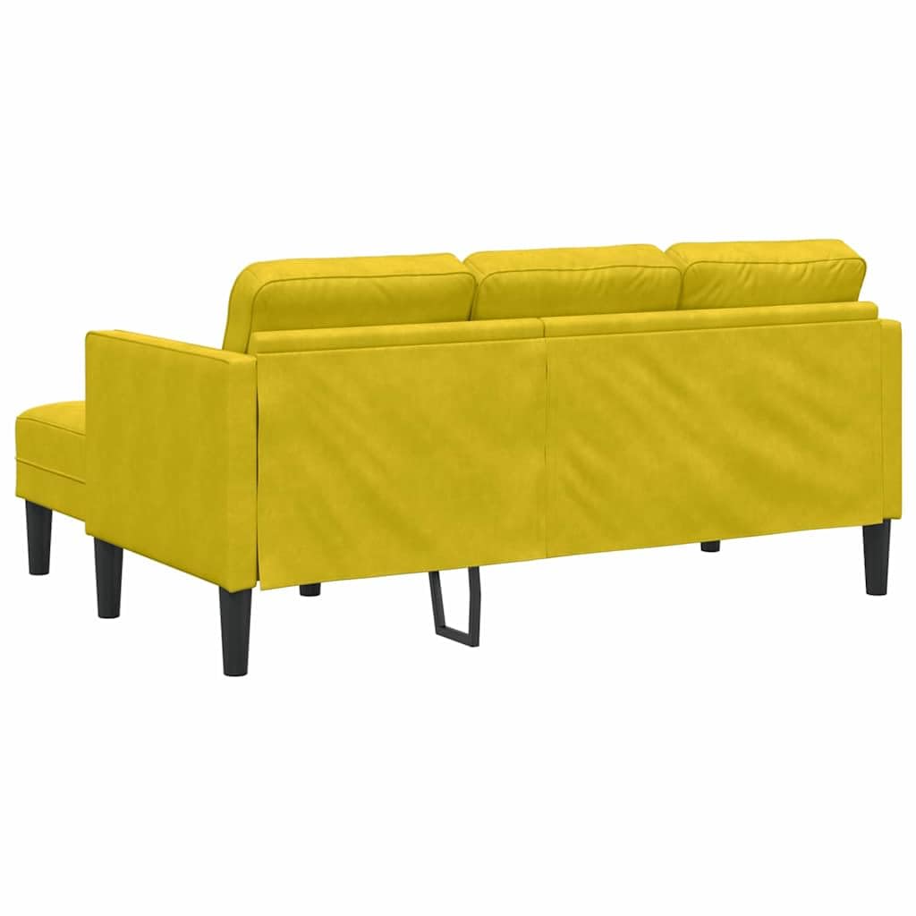 Zestaw sof żółtych z poduszkami z poliestru, nowoczesna sofa narożna 173 x 131 x 67 cm, 3-osobowy zestaw tapicerowany z aksamitnymi podłokietnikami, modułowy i trwały, do salonu, biura i