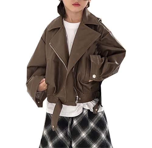 Betusline Boys Collar Motorcycle Faux Leather Jackets, 2-12 Years