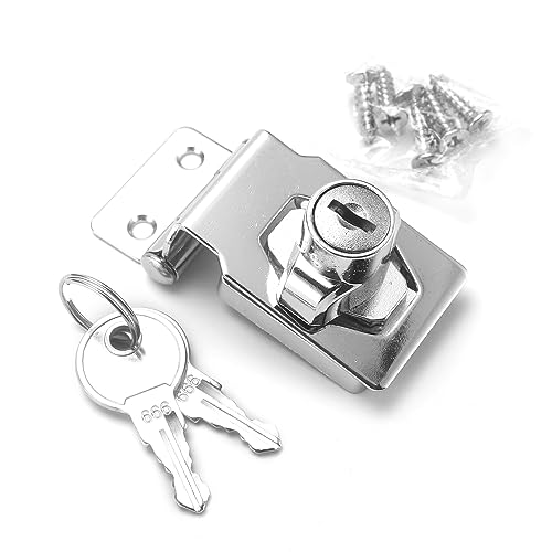HUIOP Cerradura de puerta Pestillo Cerraduras de gabinete con llaves Cerradura de cerrojo Cerradura de puerta de garaje de metal cromado Cerradura de cerrojo AGR de seguridad