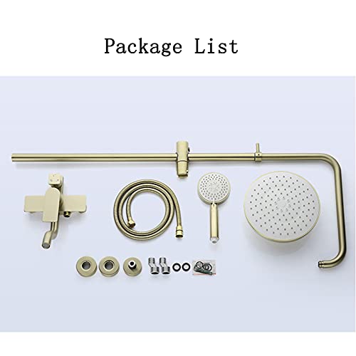 Ensemble combiné de douche or brossé en laiton avec mitigeur mural et douchette - 2