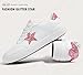 TIMEJOY Fashion Star Sneakers for Women Glitter Sequins Lace Up Low Top Walking Shoes Comfortable Cushioned for Party, Casual & Daily Outfits(11 US, White/Pink)