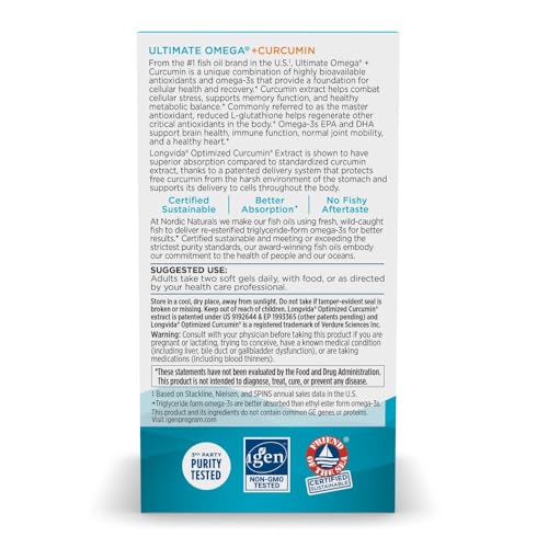Nordic Naturals Omega Curcumin, 1200mg Omega-3 + 400mg Curcumin - 60 Count - image 6