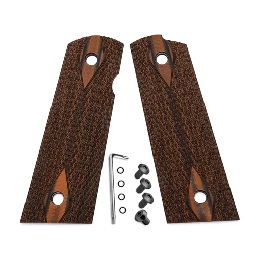 1911 G10 Grips Full Size (Government/Commander) - Ambi Safety Cut - Diamond Texture Orange/Black