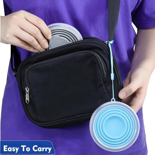Image of Silicone Collapsible Travel Drinking Cup Reusable Small Portable Lightweight Folding With Lid Expandable Drinking Cup For Travel Outdoor Hiking Camping (PACK OF-1 /MULTICOLOR)
