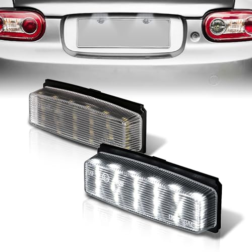 AJP Distributors 2PCS White SMD LED Rear Bumper License Plate Lights Lamps Assembly Pair Compatible/Replacement For Miata MX-5 NC 2006 2007 2008 2009 2010 2011 2012 2013 2014 2015 06 08 10 11 12 14 15