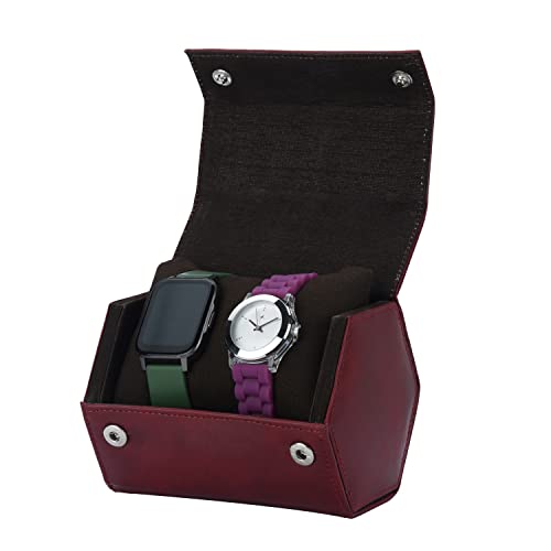 essart Sarvika PU Leather 2 Slot Watch Keeping Box For Men & Women | Watch Organizer Round Case | Watch Holder Pouch For Travel With Lock And Cushion -WR-1032-Cheery (B0BSNMRFL5) Amazon Price History, Amazon Price Tracker