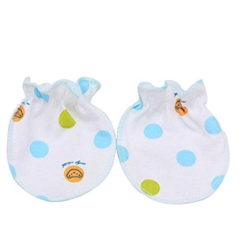 Baby-Handschuhe Auxma Baby-Kind-Jungen-Mädchen nette Punkte Anti Scratch Fäustlinge weiche Handschuhe (Blau)