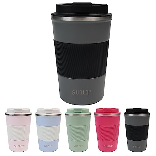 SUNTQ Reusable Coffee Cups Travel, Coffee Travel Mug with Leakproof Lid, Thermal Mug Insulated Cup