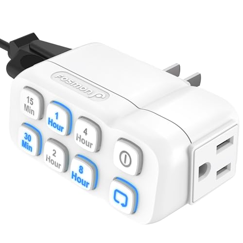 Image of Fosmon Countdown Plug-in Timer Dual Outlet, Indoor Light Timer for Electrical Outlets, 15-30 Min, 1-2-4-8 Hour Settings, for Fan, Appliance, Lamp, Grounded, 3-Prong, 15A /1875W, HP, ETL Listed