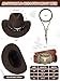 Cutecrop 4 Pcs Western Cowboy Outfits for Men Suede Leather Vest Hat Bolo Tie Belt for Western Halloween Cosplay(Large,Brown)