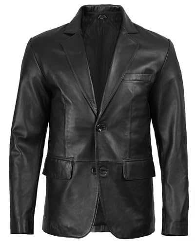 fjackets Men's Real Lambskin Leather Blazer Jacket – Stylish Leather Jackets Mens, Ideal for Business, Casual & Formal Events3