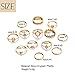 Edary Boho Joint Knuckle Ring Set Gemstone Stacking Rings Set Vintage Mid Rings for Women(12PCS)