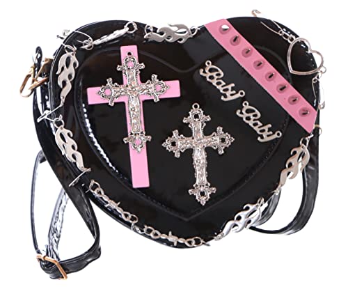 Sac noir avec rivets pour fête gothique et festival punk look verni tendance