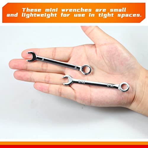 Leontool Mini Wrench Set Metric And Sae 20 Pcs Ignition Wrenches 4-11Mm & 5/32" To 7/16" Open End Box End Wrench Set With Key Ring, Combination Wrench Sets With Zipper Bag #TOP4