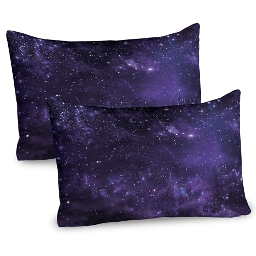 Ambesonne Galaxy Pillow Sham Set of 2, Celestial Stars in Night Sky Stardust in Clouds Fantasy World of Space, Quality Microfiber Bedding Item for All Seasons, 36