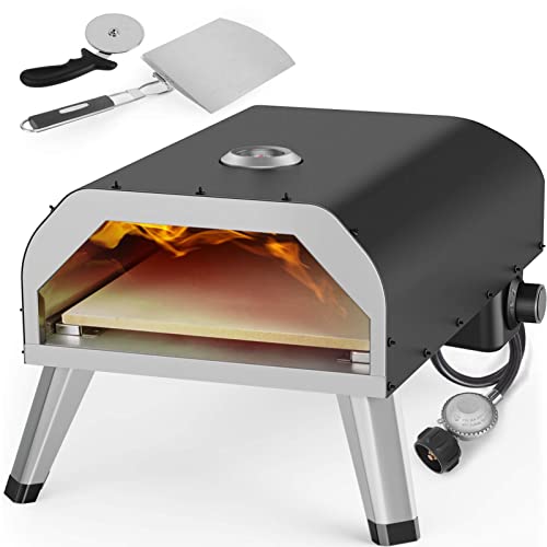 Resvin 12 Gas Pizza Oven, Portable Pizza Oven Outdoor, Stainless Steel Gas Powered Pizza Oven With Built-In Thermometer, Pizza Peel, Wheel, Stone For Backyard Pizza Parties Mobile Outdoor Kitchen #TOP5