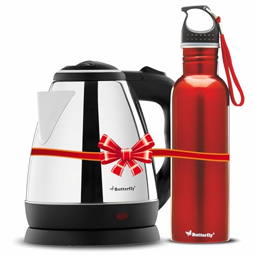 Butterfly EKN Stainless Steel Electric Kettle 1.5L + Eco SS Water Bottle 750ml Combo | Auto Shut Off | Dry Boil Protection | Coffee, Tea, Soup, Noodles | Home, Office, Travel, Kitchen Bottle (B0DFGZKCYC) Amazon Price History, Amazon Price Tracker