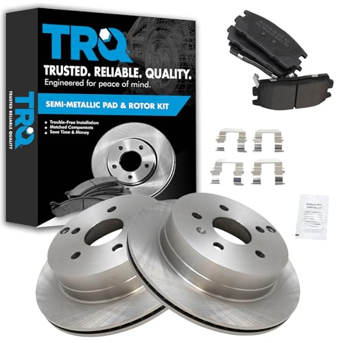 Image of TRQ Rear Brake Pad and Rotor Set Semi Metallic Vented Rotors