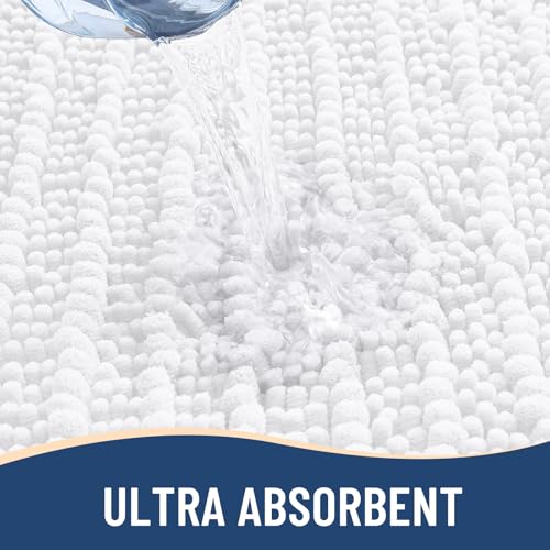 Image of Arotive Round Bathroom Rugs 24x24, Extra Soft Thick Absorbent Shaggy Chenille Bath Rugs, Machine Wash Dry, Bath Mats for Bathroom Floor, Tub and Shower, Home Decor Accessories, White