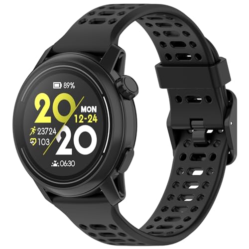 Correa silicona 20mm para reloj COROS APEX 42mm negra miniatura 2