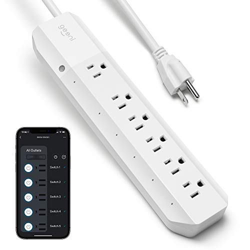 Geeni Surge 6-Outlet Smart Extension Cord, Surge Protector and Cord Extender, Works with Alexa, Google Assistant, Requires 2.4 GHz WiFi, 3 Feet Geeni Surge 6-Outlet Smart Extension Cord, Surge Protector and Cord Extender, Works with Alexa, Google Assistant, Requires 2.4 GHz WiFi, 3 Feet