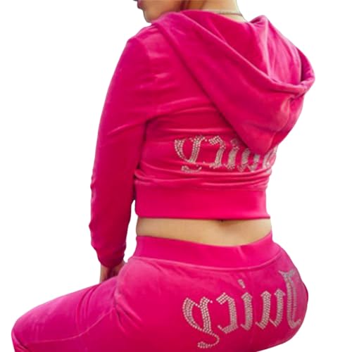Reuvv Ensemble de Survêtement pour Femme Manches Longues 2 Pièces en Velours pour Jogging Ensembles d'Entraînement pour Femmes Tenue Sportive Élégante et...