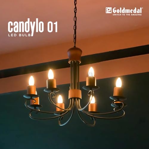 Image of Goldmedal Candylo 01 2.5W Candle Bulb Warm White(3000K) | Modern Design | Bulb Base E14 | for Chandeliers, Wall & Decorative Lights, Desk Lamps, Floor Lamps | 4Kv Surge Protection |