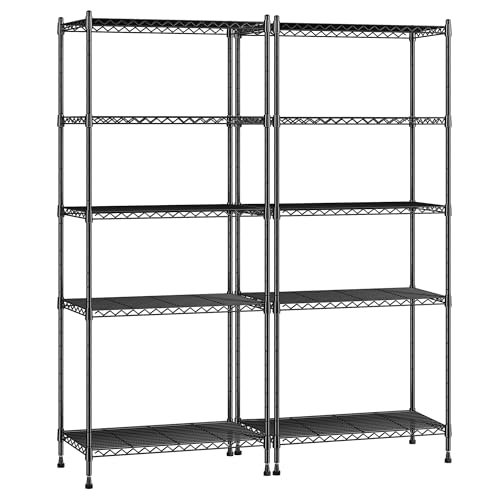 Romorgniz Storage Shelves Adjustable Metal Shelving Unit 5 Tier Wire Shelving,1010LBS Pantry Shelves Sturdy Steel Wire Shelf for Laundry Bathroom Kitchen Pantry, 13.6