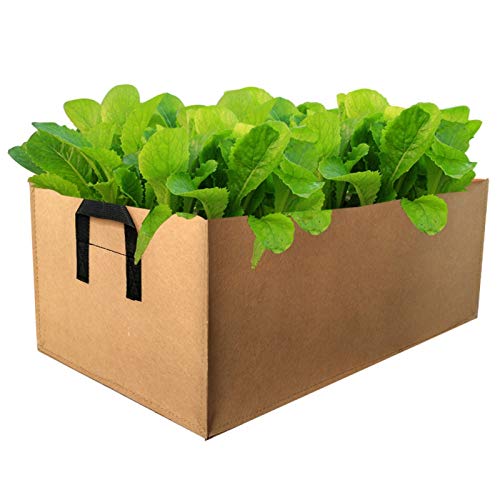 Rectangle Grow Bag Felt Planter Bags Square Garden Flower Grow Bag with Handles - Garden Indoor Outdoor Planting Container Fabric Pots for Flowers Vegetables Tomatoes Potatoes (Brown, 60x20x30cm)