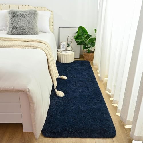 Image of 2x5 feet Soft Runner Rug for Living Room and Bedroom, Modern Indoor Floor Carpet with Non-Slip Backing, Comfortable Decorative Home Decor Rug, Easy Clean & Durable- (Blue, Rectangular)
