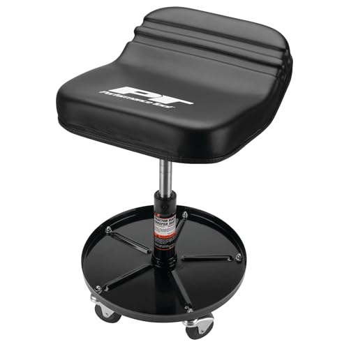 Image of Performance Tool W85020 Tractor Creeper Rolling Work Seat with Storage Tray for Mechanic Garages and Workshops, Black, 24-inch Height