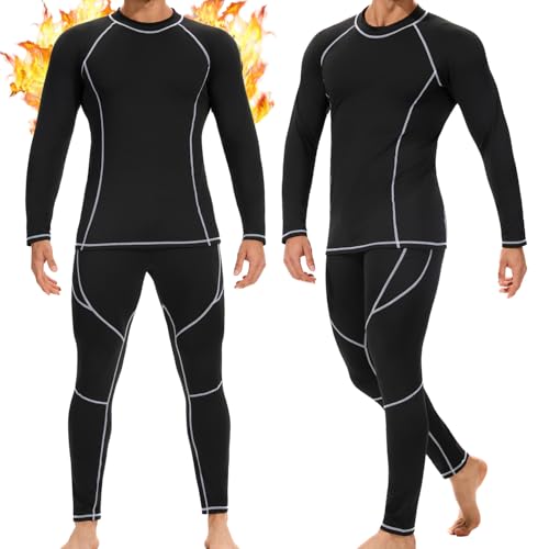 StylSense Thermounterwäsche Herren Winter Lange Unterhosen Skiunterwäsche Funktionsunterwäsche Herren Set Warme Weich und Atmungsaktiv Thermo Ski Unterwäsche Unterhemd Pullover für Männer