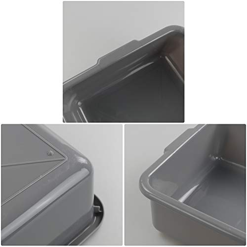Xyskin 4 Packs 13 Liter Grey Commercial Bus Box, Plastic Utility Bus Tub #TOP2
