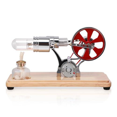 Stirling Engine Kit Mini Hot Air Steam Engine Model Building Kits Single Cylinder Stirling Engine Electricity Colorful LED Generator Motor Model Science kit 16 x 8.5 x 9.5 CM