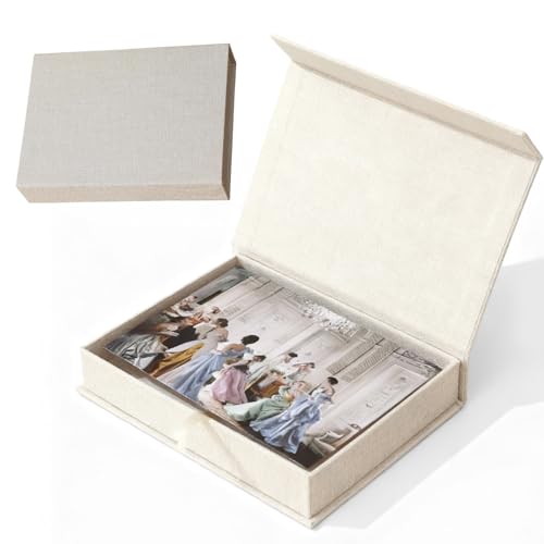 VEGOATY Foto Aufbewahrungsbox 17x12 Cm, Leinen-Fotobox Box Fotoalben Klein,...