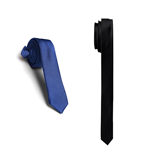 One Point Collections Men’s Tie Combo of 2 Perfect Combo for Mens and Boys Black Tie-1, Blue-1 Slim Necktie | Casual Style Fashion (Pack of 2)