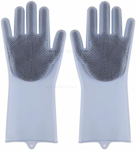 Luva de Silicone para Lavar Louça com Cerdas Multiuso, Esponja Ma...
