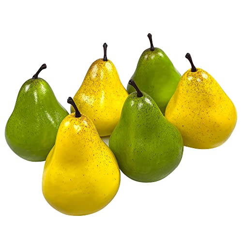 6 Pcs Artificial Pears Set, Lifelike Fake Pear Yellow Pears Artificial Green Pears, Faux Fake Fruits For Home Decoration Party Photography Props #TOP10