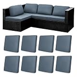 Chingcoo 8er Set Outdoor Kissenbezüge Dunkelblau Stretch - Sofabezug für Loungemöbel Garten - Wasserabweisend UV Beständig Sofa Cover Sitzauflagen - Abnehmbar Waschbar Sitzkissenbezug (Grau)