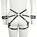 Womens Sexy PU Leather Body Harness Set Adjustable Waist Belt Thigh Straps Wrist Cuffs Gothic Punk Lingerie Outfit Clubwear Valentine's Day Party Accessories Gift for Couples Adults