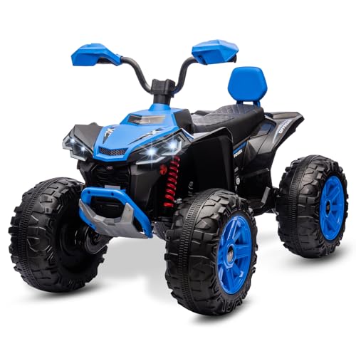 MUKIDY Kids ATV 4 Wheeler Ride on Eletric Motorcycle, 24V Battery Powered, KidsElectric Toy Car, with High&Low Speed, Music, Led Lights, Ride On Car for 3-8 Kids,Blue