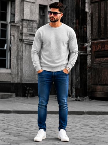 Image of Mack Jonney Men's Solid Winter Sweatshirt|Soft Fleece Fabric Full Sleeve Round Neck Sweatshirt|Stylish Casual Wear for Men-mj-281