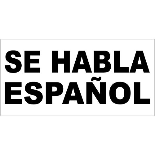 Autocollant Se Habla Español Noir pour Signalétique Boutique 11x30 cm