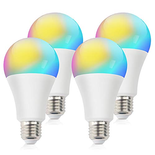 WiFi Smart Light Bulbs, ZHENREN LED Color Changing Bulbs 4 Pack, RGBW 800 Lumen E26/ E27 12W 2.4GHz, Compatible with Alexa, Google Assistant and IFTTT, No Hub Required