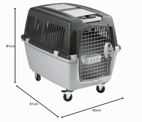TRIXIE Transportbox Gulliver – M: 58 × 60 × 79 cm, IATA-konforme Hundebox für Reisen mit Auto, Zug & Flugzeug, stabile & leichte Kunststoffbox mit Metalltür & Belüftung – 39872