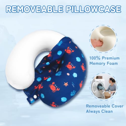 Image of Cooling Travel Pillows, Cool To Touch Neck Pillow for Teens and Adults | Removable cover, memory foam, machine washable, 360 degree head & chin support, airplane and car rides, hanging portability